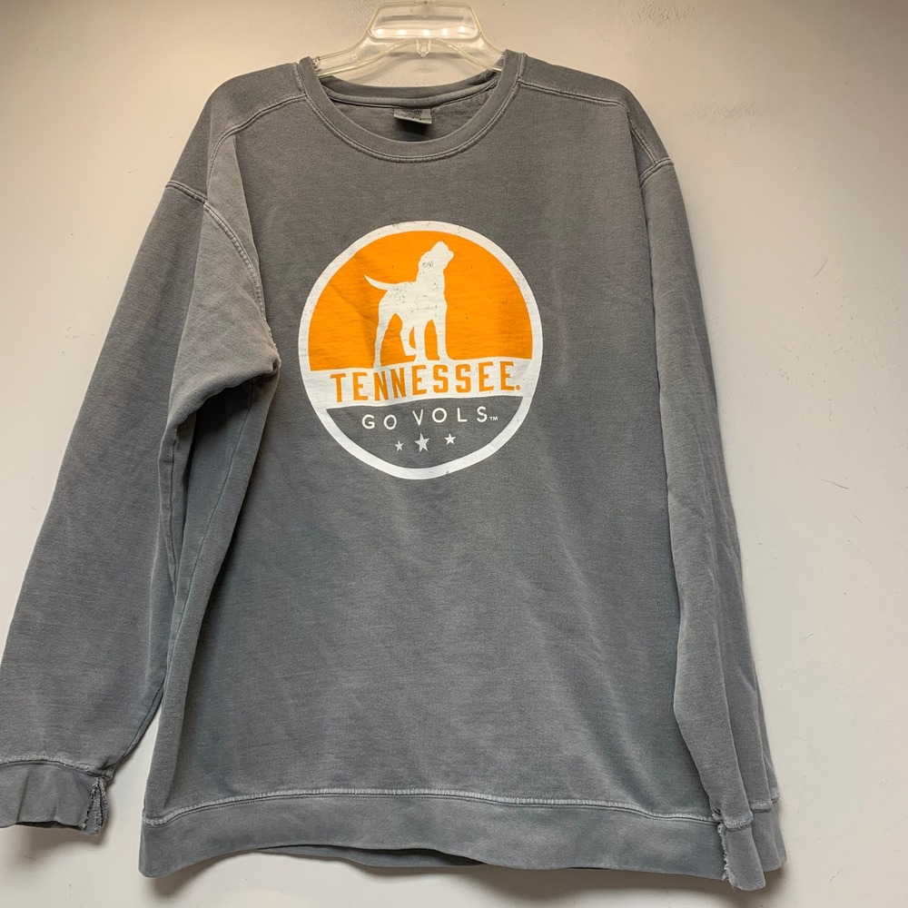 Comfort Colors Tennessee Vols Sweatshirt Unisex Large Grey Good Graphic Pullover